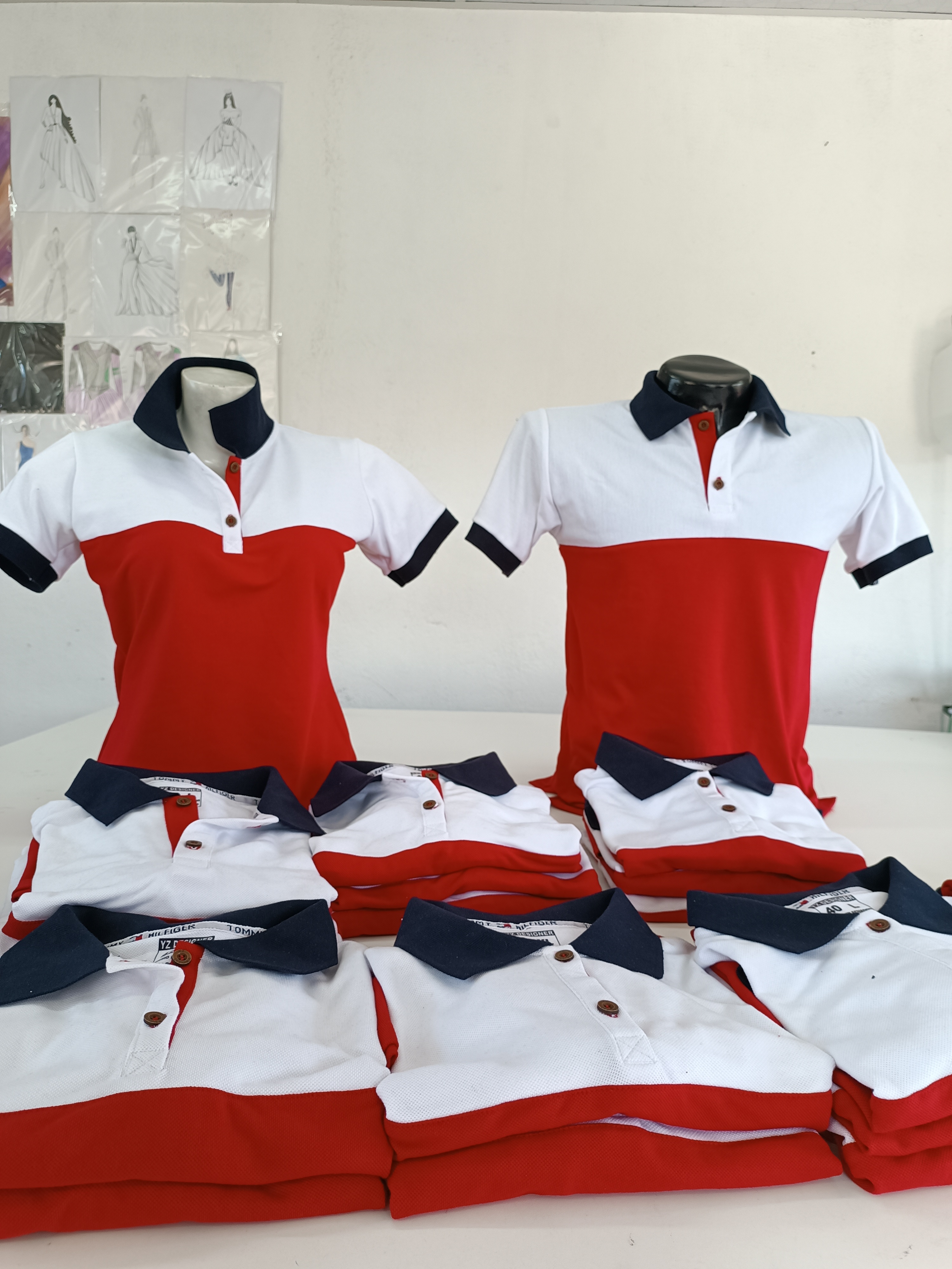 Polos Combinados Rojo y Blanco